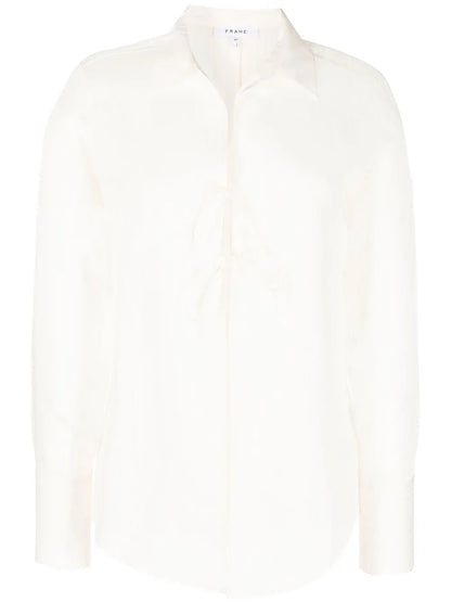 Front-Tie Long-Sleeve Blouse