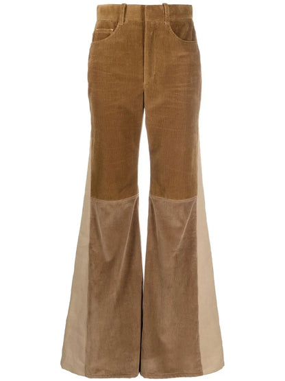 Corduroy Panelled Flared Trousers