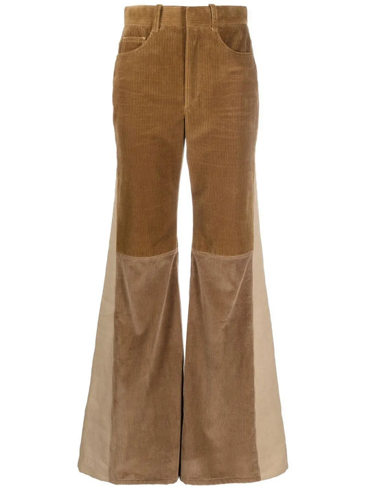 Corduroy Panelled Flared Trousers