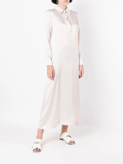 Silk Maxi Shirt Dress