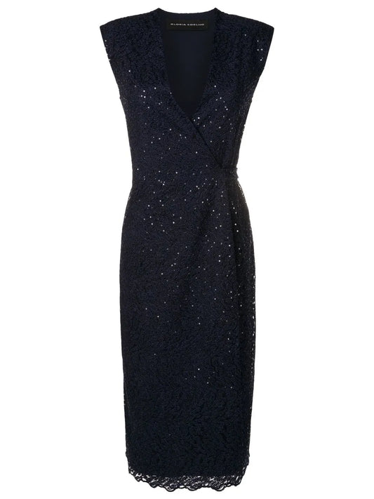 Sequin-Embellished Sleeveless Midi Dress