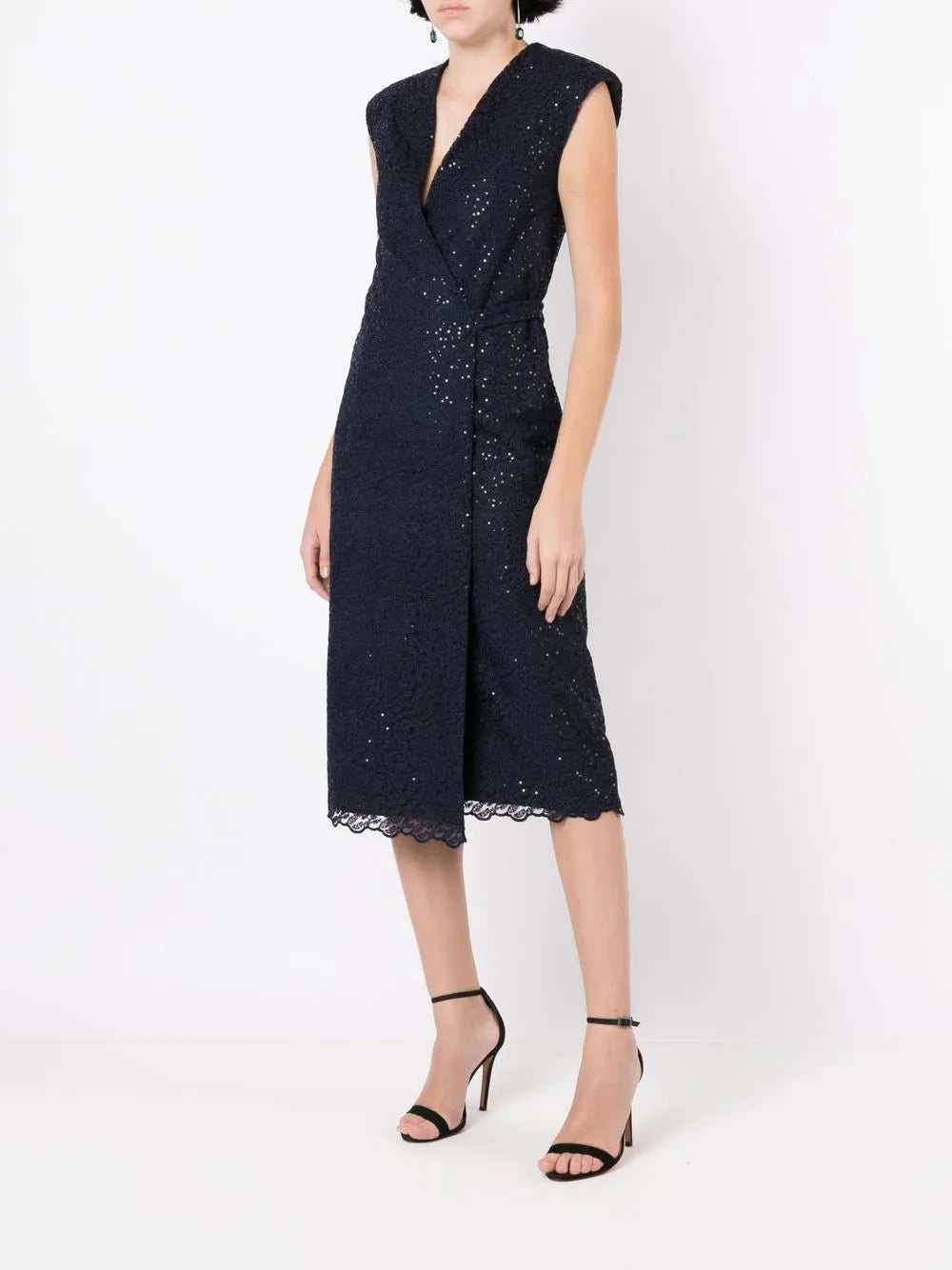 Sequin-Embellished Sleeveless Midi Dress