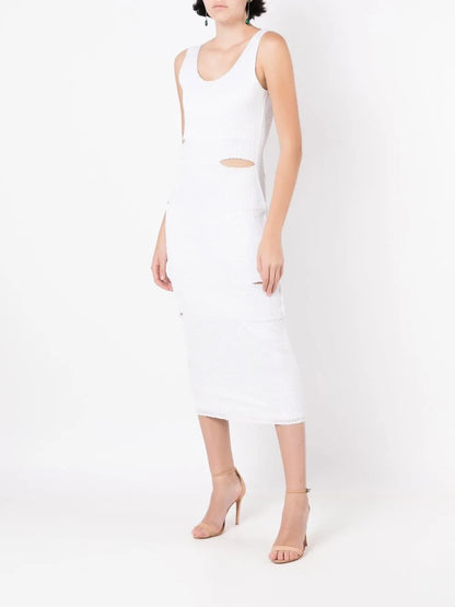 Cut Out-Detail Sleeveless Midi Dress