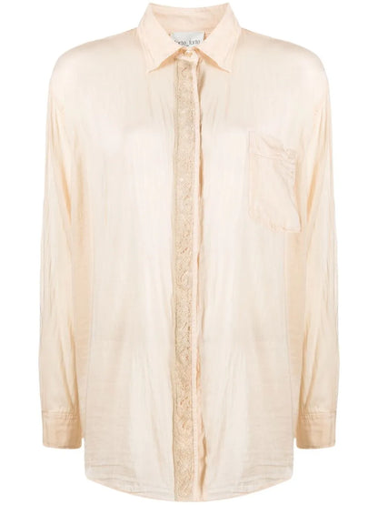 Lace-Panel Long-Sleeved Shirt