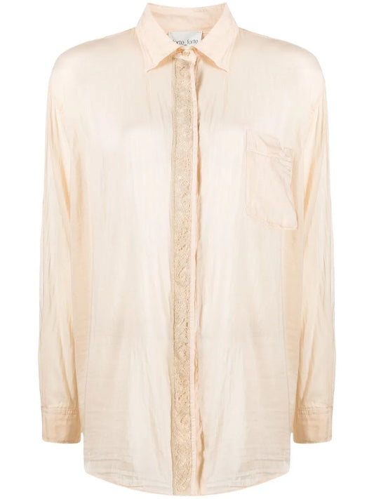 Lace-Panel Long-Sleeved Shirt