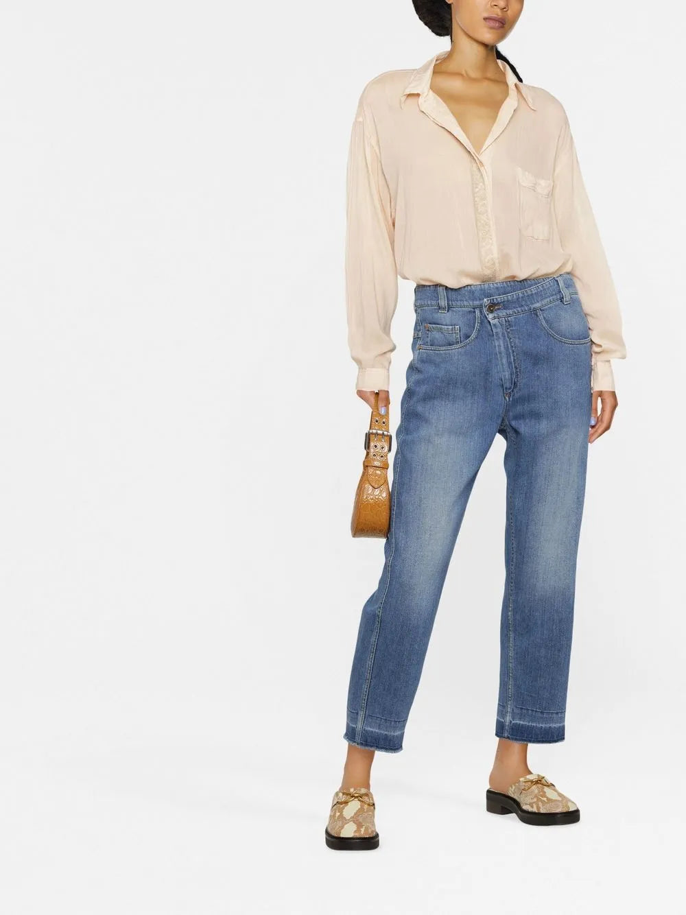 Lace-Panel Long-Sleeved Shirt