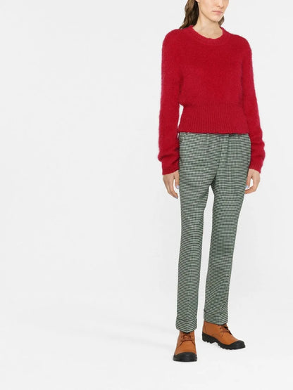 Fine-Check Tapered Cropped Trousers