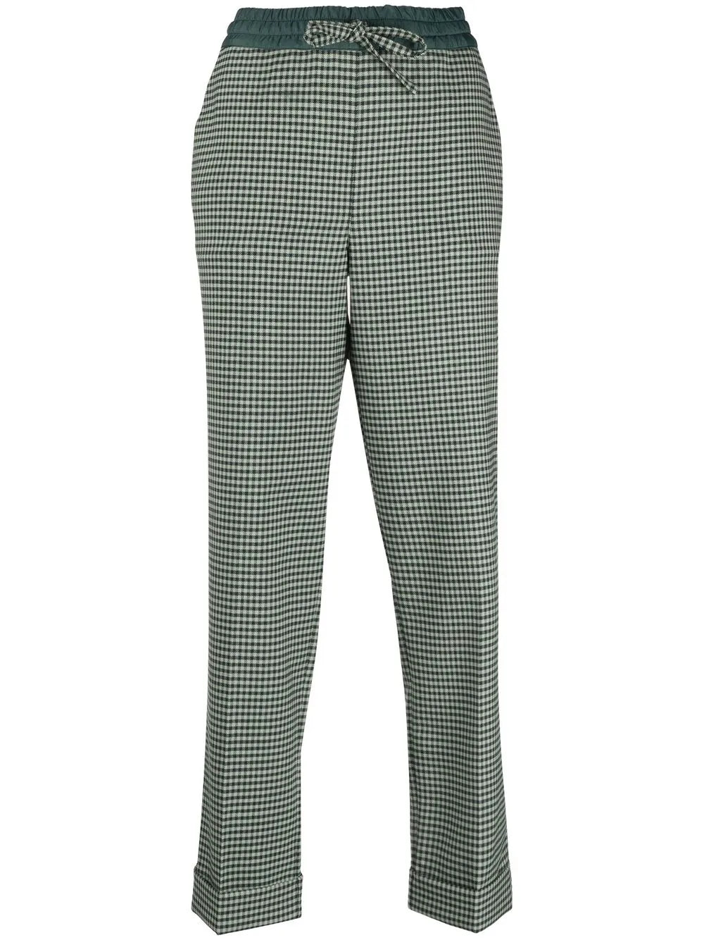 Fine-Check Tapered Cropped Trousers