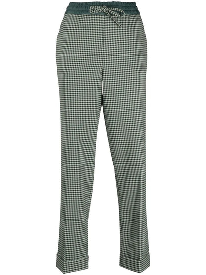 Fine-Check Tapered Cropped Trousers