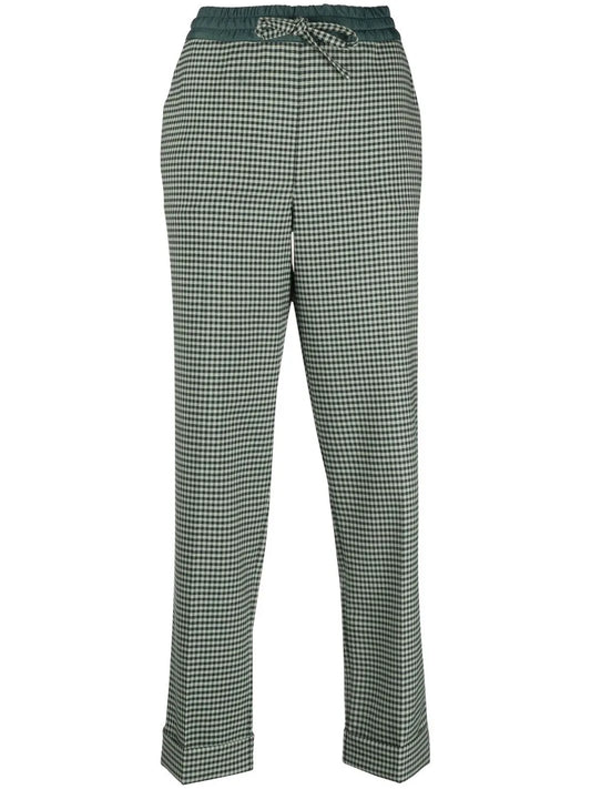 Fine-Check Tapered Cropped Trousers