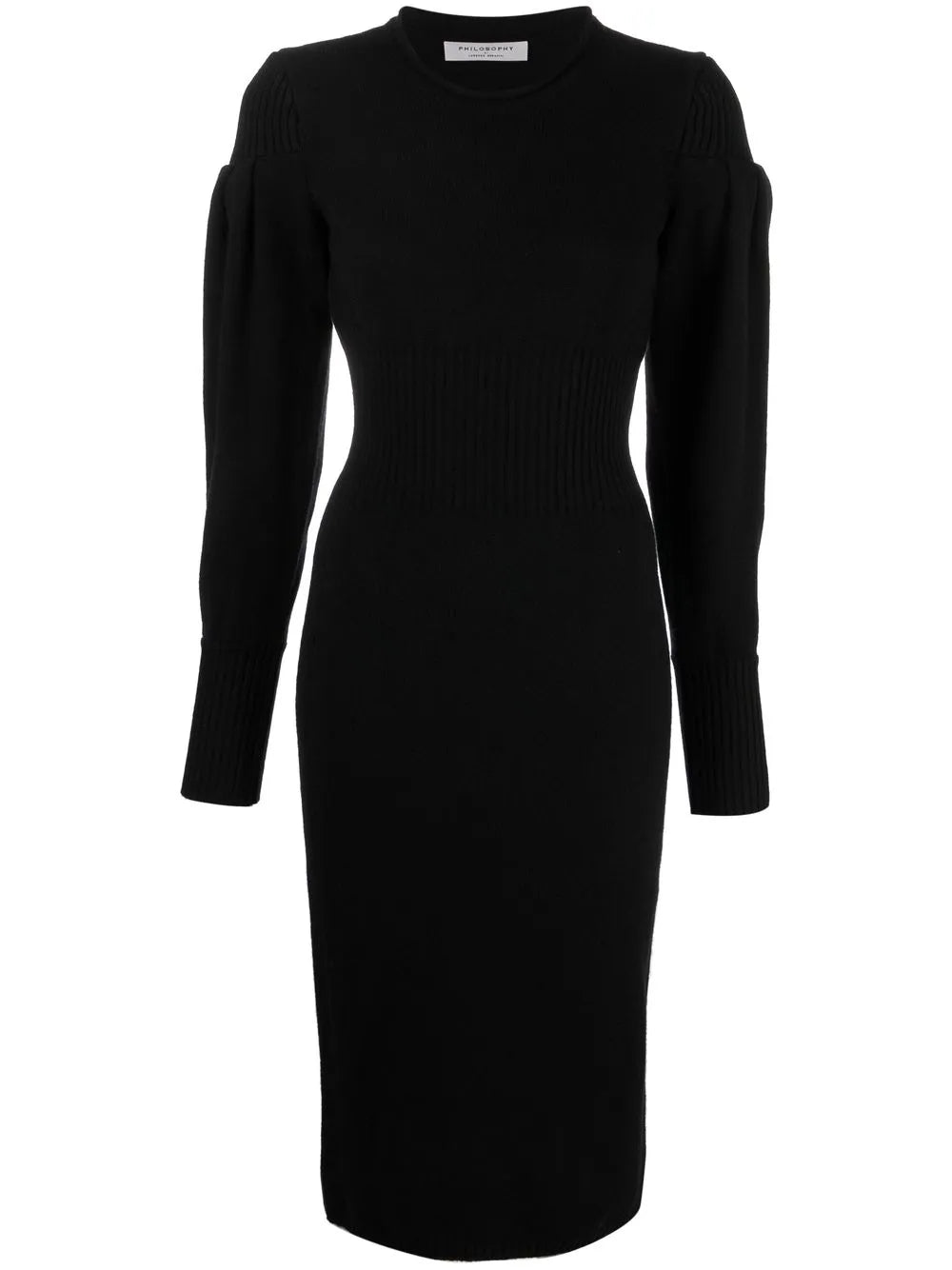 Long-Sleeve Knitted Midi Dress
