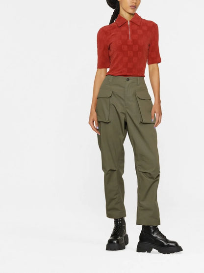 Monogram Zip-Up Polo Top