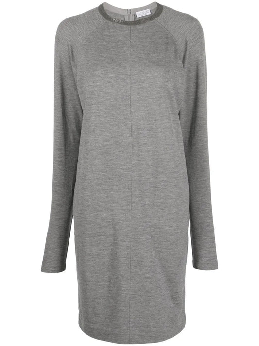 Monili-Trim Knitted Dress
