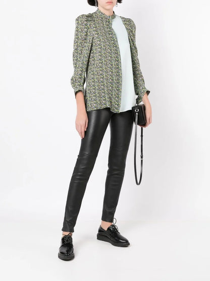 Floral-Print Long-Sleeved Blouse