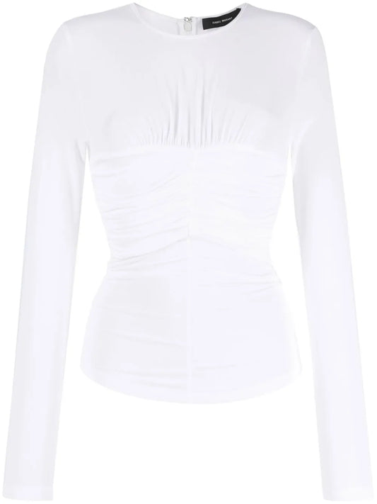 Gathered-Detail Long-Sleeve Top