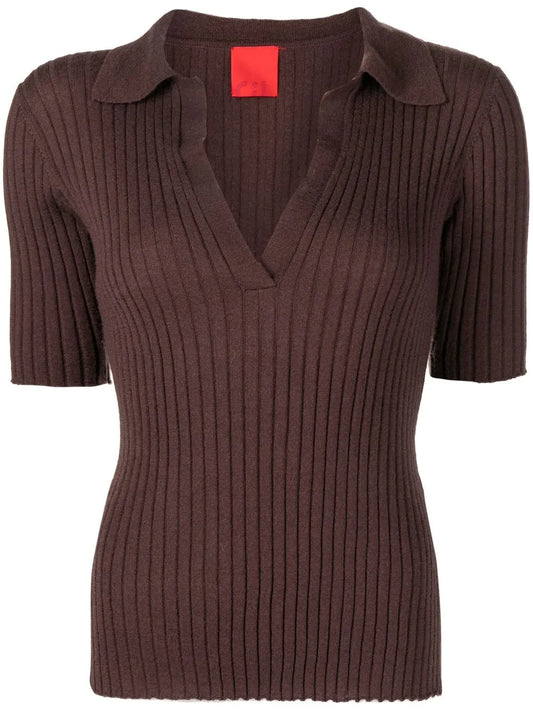 Summer Cashmere-Blend Polo Top