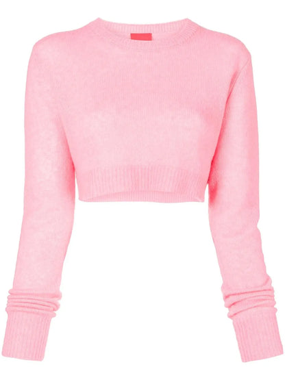 Ribbed-Trim Cropped Jumper