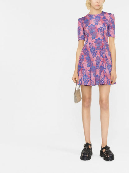 Floral-Print Flared Mini Dress
