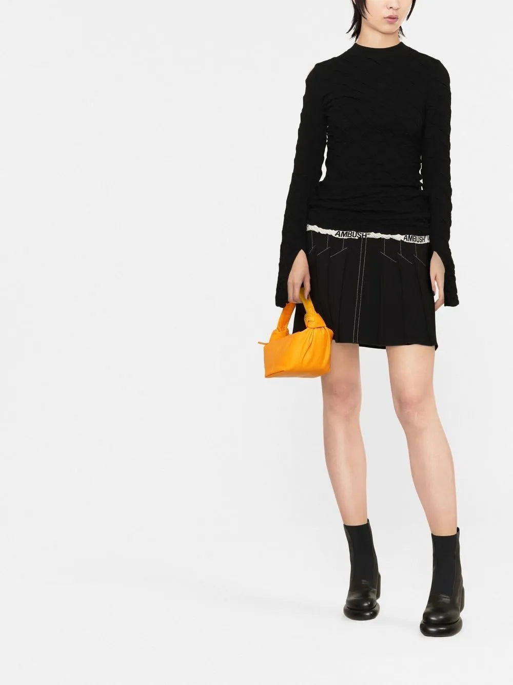 Textured Logo-Hem Knit Jumper