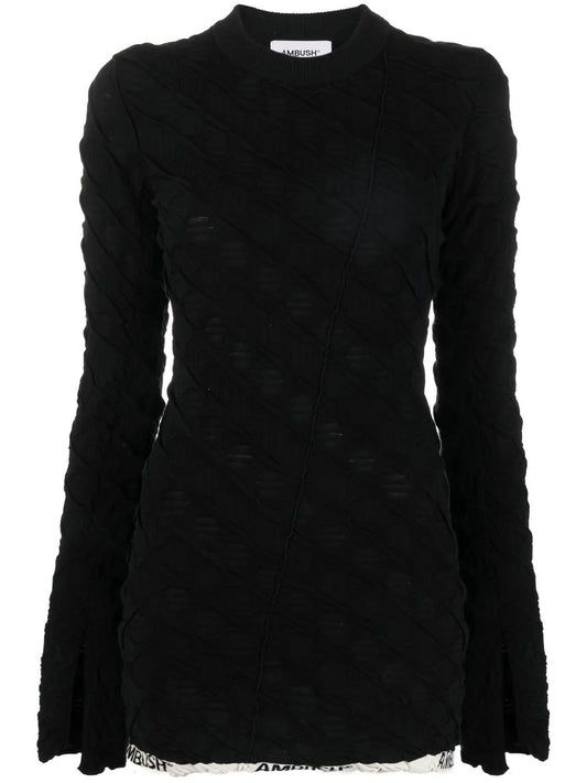 Textured Logo-Hem Knit Jumper