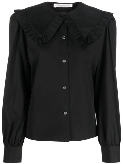 Ruffle Collar Cotton Shirt