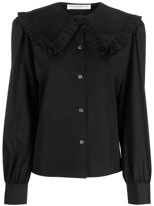 Ruffle Collar Cotton Shirt
