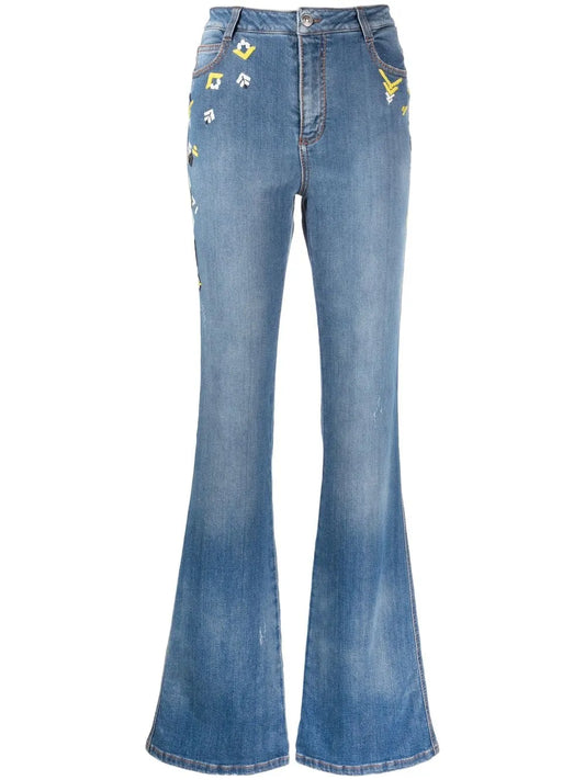 Embroidered Flared Jeans