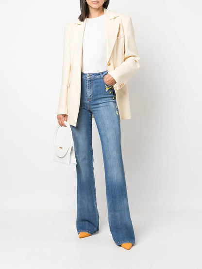 Embroidered Flared Jeans