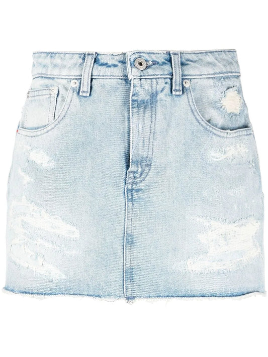Distressed Denim Skirt