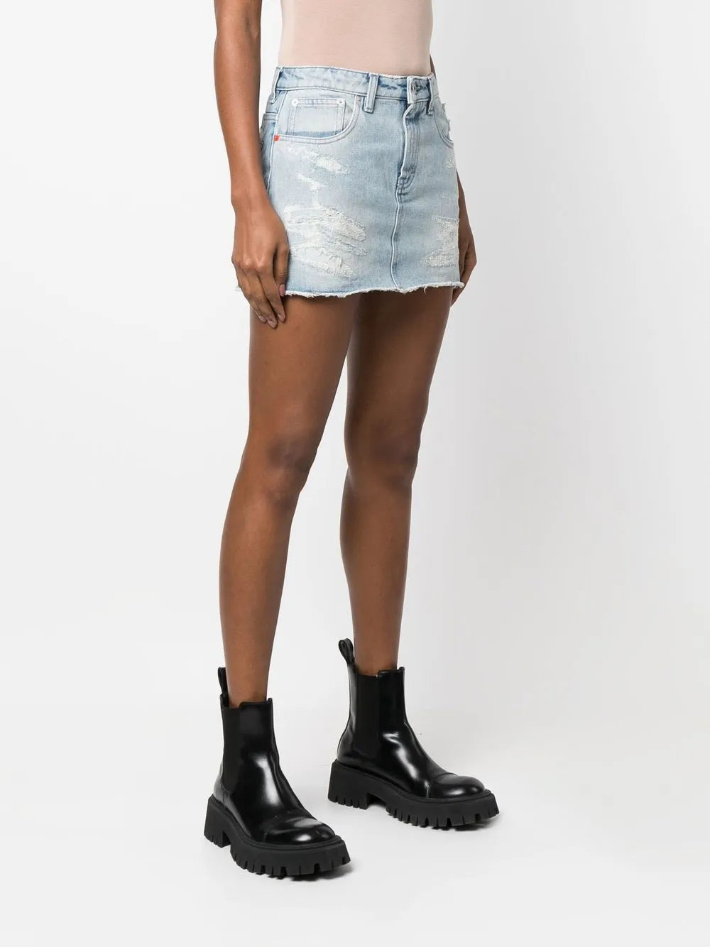 Distressed Denim Skirt
