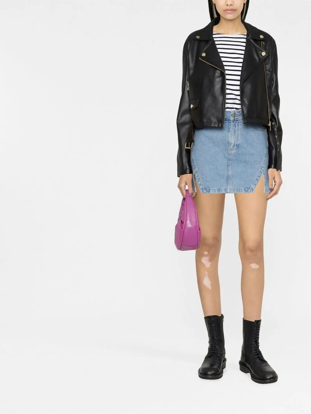 Zip-Up Faux Leather Biker Jacket