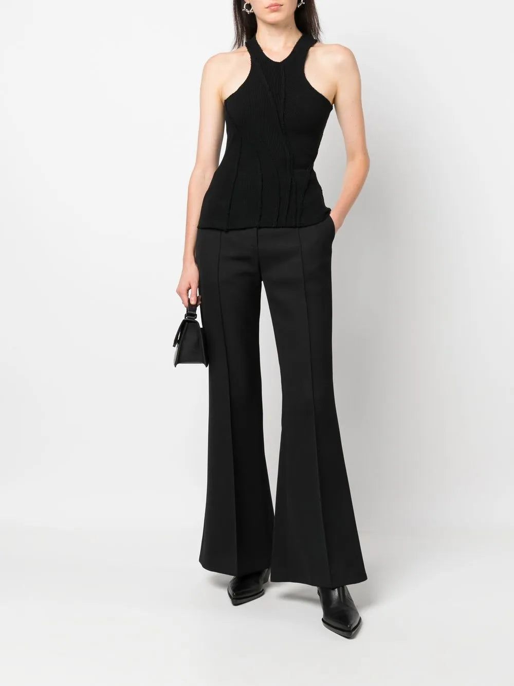 Rib-Knit Halterneck Tank Top
