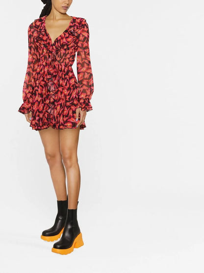 Butterfly Pattern Mini Dress