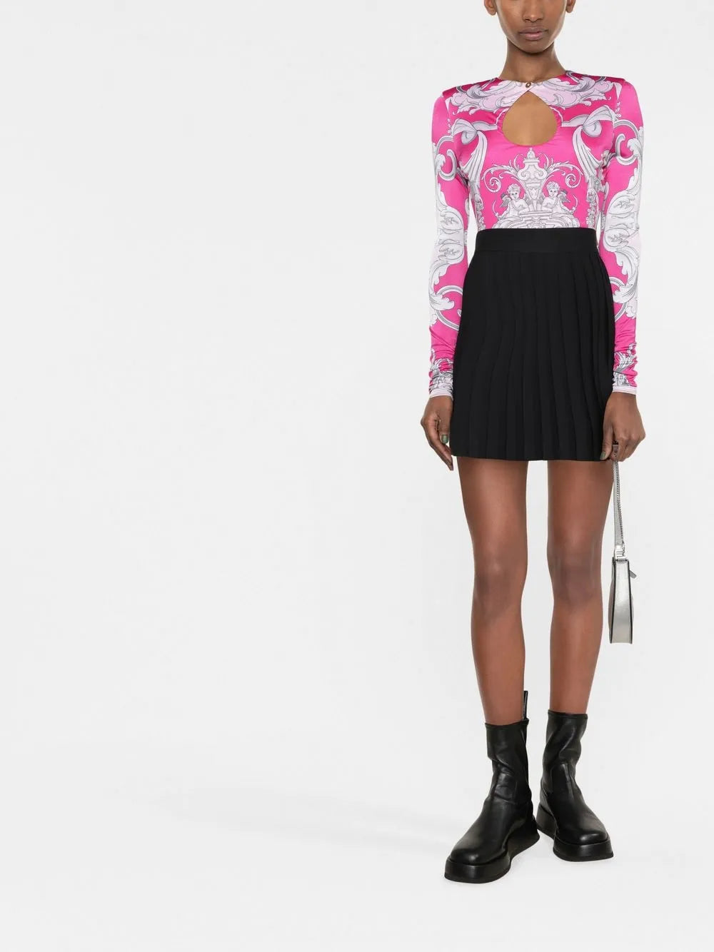 Barocco-Print Cut-Out Bodysuit