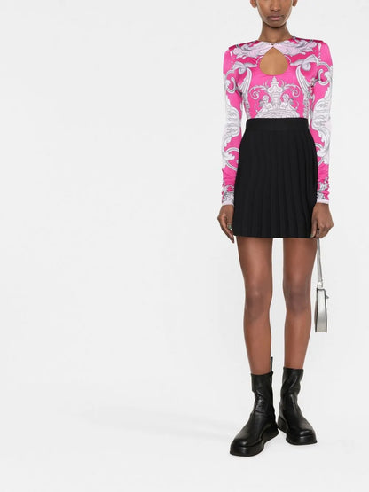 Barocco-Print Cut-Out Bodysuit