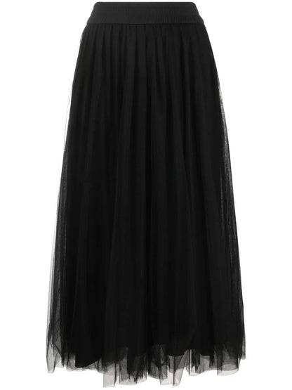 High-Waist Tulle Midi Skirt