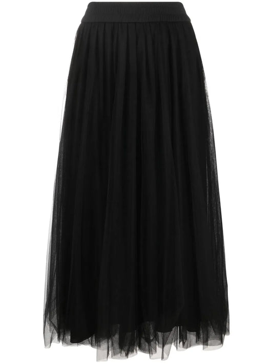 High-Waist Tulle Midi Skirt