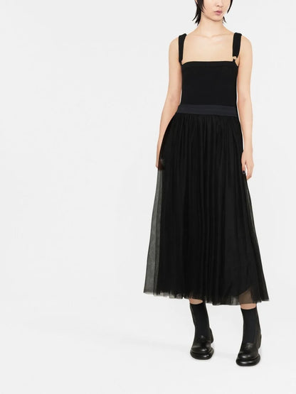 High-Waist Tulle Midi Skirt