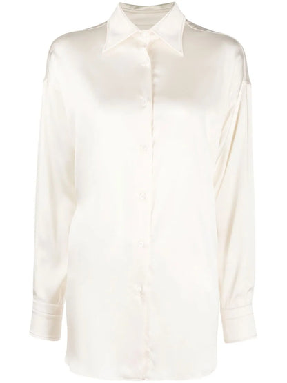 Pointed-Collar Long-Sleeved Shirt