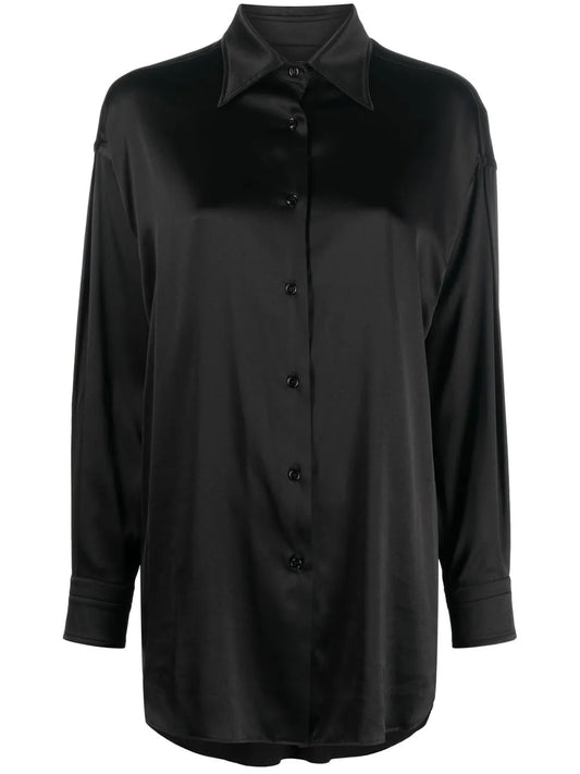 Pointed-Collar Button-Up Shirt