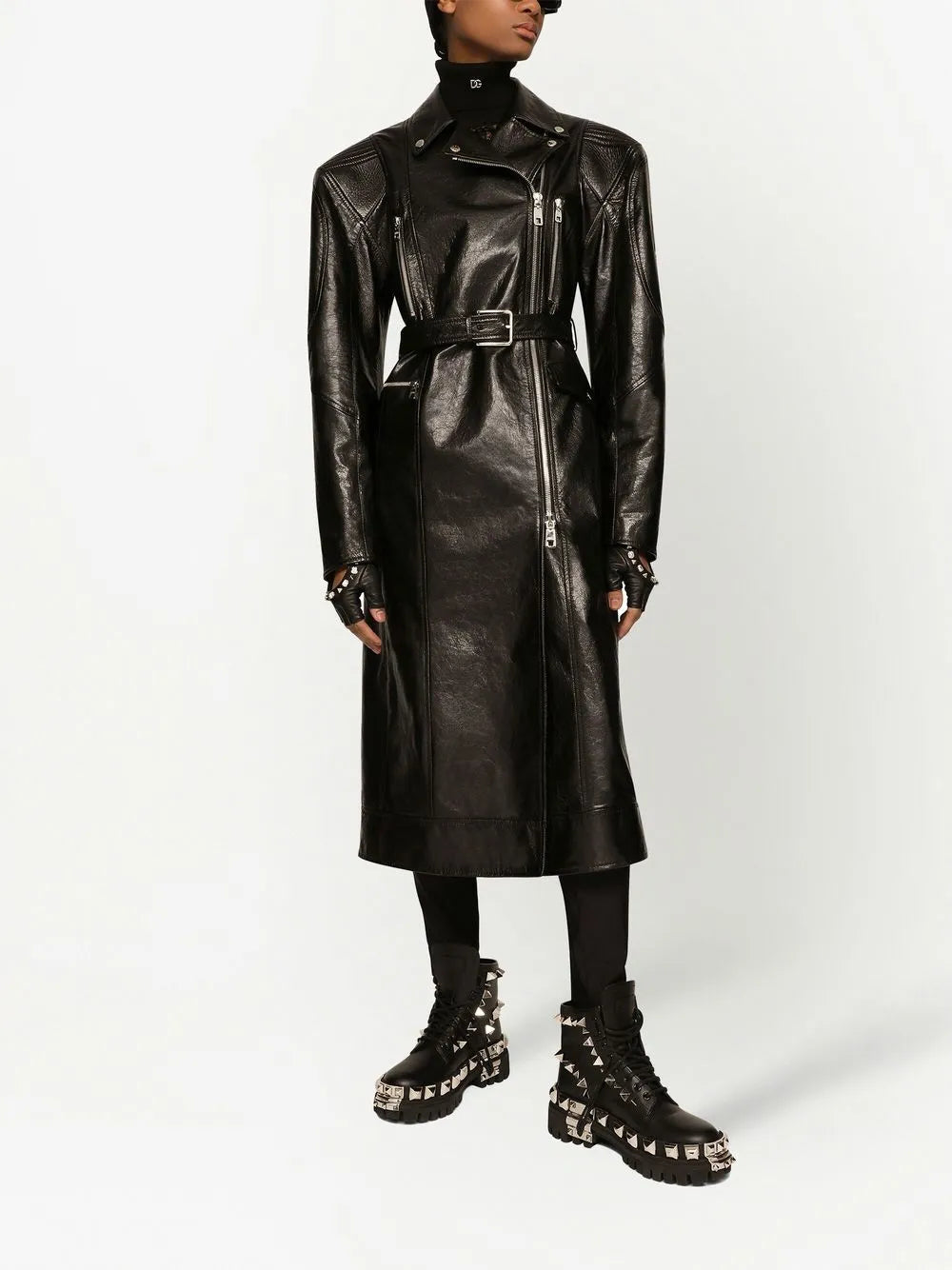 Belted Leather Coat