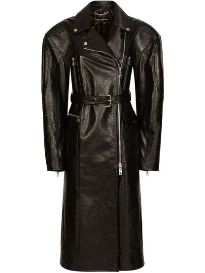 Belted Leather Coat