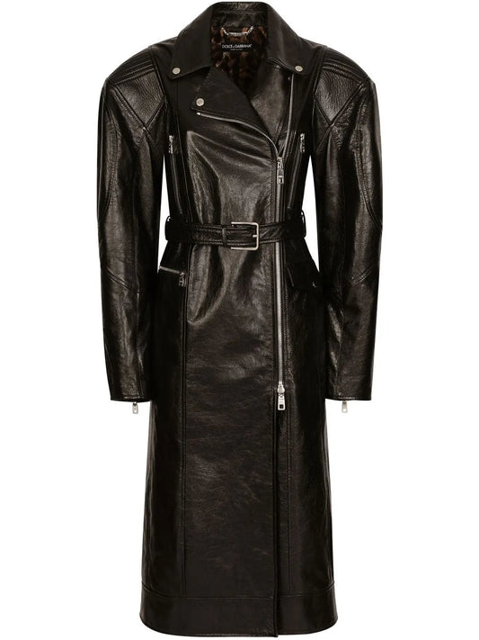 Belted Leather Coat