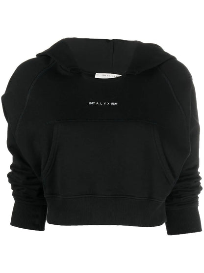 Cropped Logo-Print Detail Hoodie