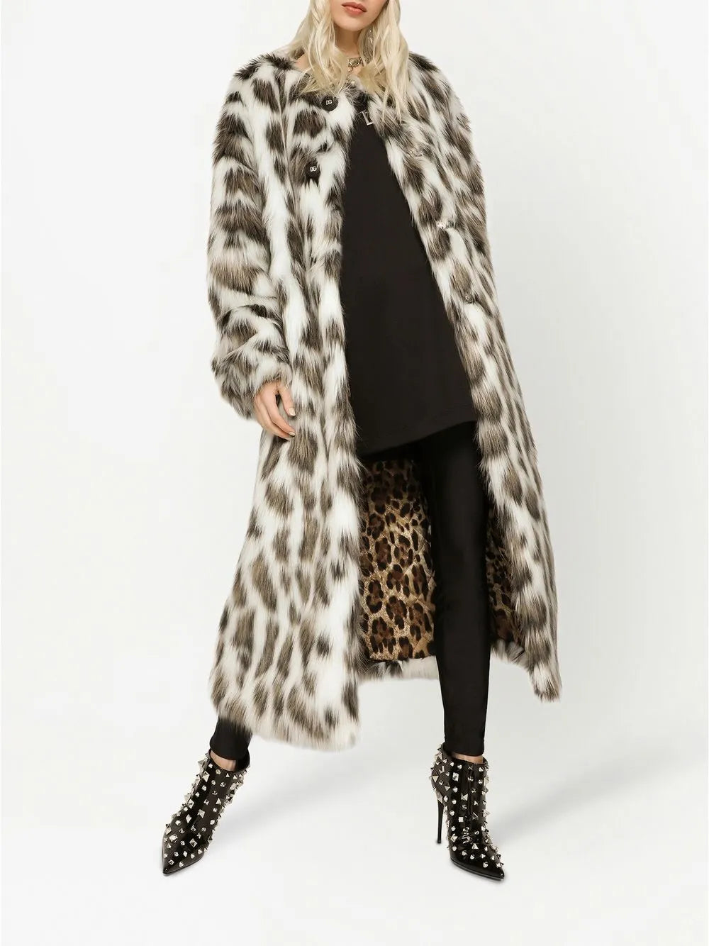 Leopard-Print Faux-Fur Coat