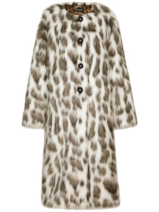 Leopard-Print Faux-Fur Coat
