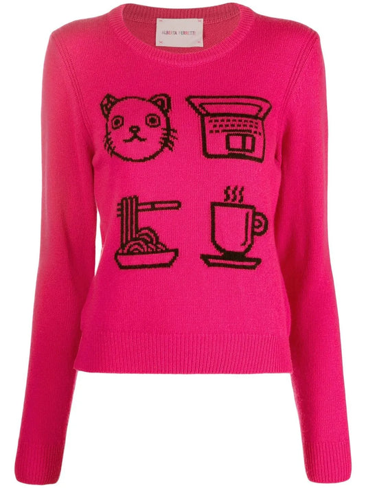 Graphic-Print Detail Jumper
