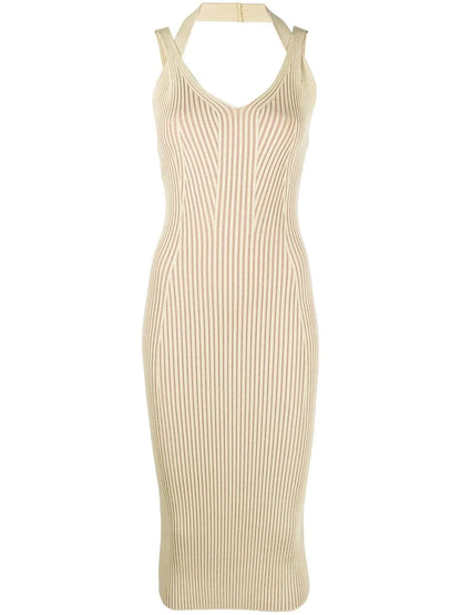 Ribbed Halterneck Midi Dress