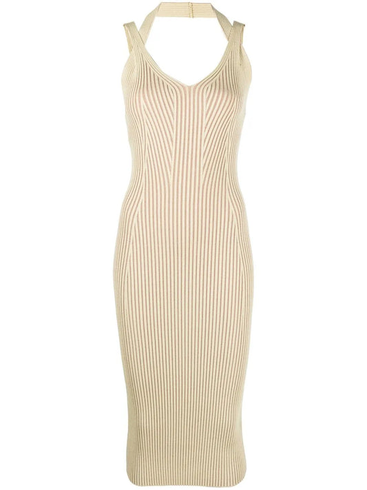 Ribbed Halterneck Midi Dress
