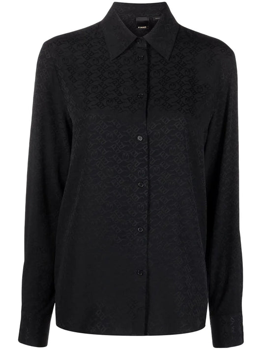 Monogram Pattern Button-Up Shirt